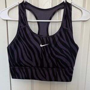 Nike Women's Black and Purple Zebra Sports Bra